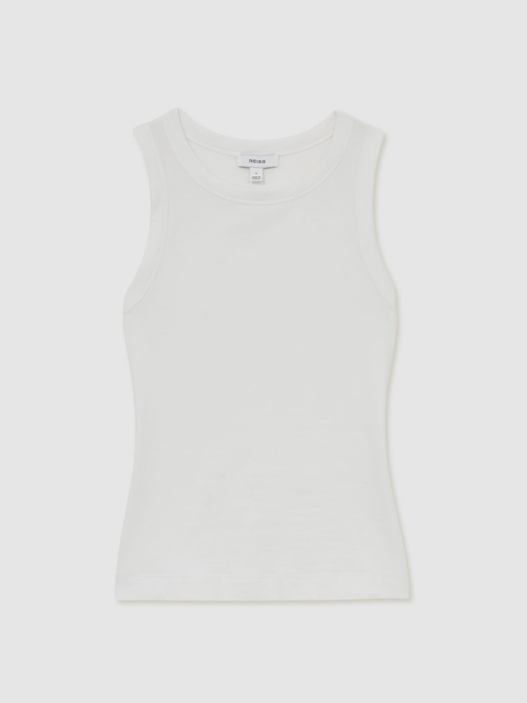Reiss White Betty Stretch-Cotton Racerback Vest - Image 2 of 7