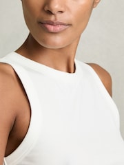 Reiss White Betty Stretch-Cotton Racerback Vest - Image 3 of 7