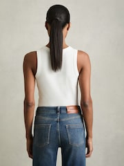 Reiss White Betty Stretch-Cotton Racerback Vest - Image 5 of 7
