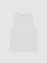 Reiss White Clara Racerback 100% Cotton Vest Top - Image 2 of 6