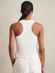 Reiss White Clara Racerback 100% Cotton Vest Top - Image 5 of 6
