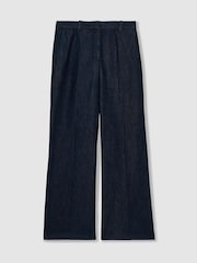Reiss Dark Blue Reed Petite Denim-Look Wide-Leg Trousers - Image 2 of 7