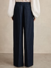 Reiss Dark Blue Reed Petite Denim-Look Wide-Leg Trousers - Image 5 of 7
