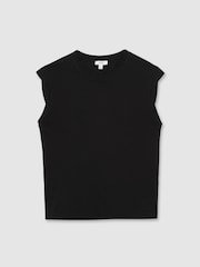 Negro - Reiss Jade Cotton Cap Sleeve T-Shirt - Imagen 2 de 5
