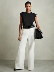 Negro - Reiss Jade Cotton Cap Sleeve T-Shirt - Imagen 3 de 5