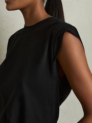Negro - Reiss Jade Cotton Cap Sleeve T-Shirt - Imagen 4 de 5
