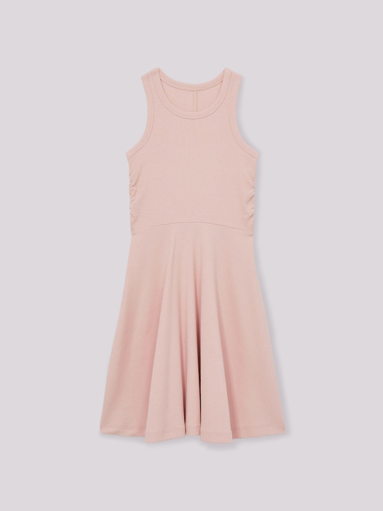 Reiss Pink Eliza Jersey Ruched Skater Dress - Image 2 of 4