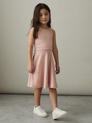 Reiss Pink Eliza Jersey Ruched Skater Dress - Image 3 of 4