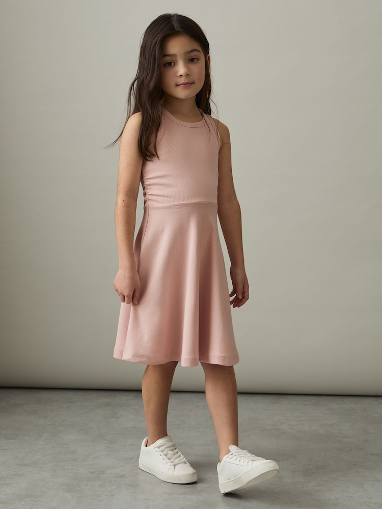 Reiss Pink Eliza Jersey Ruched Skater Dress - Image 3 of 4