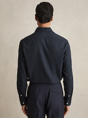 Reiss Navy Carvalho Cotton-Piqué Garment-Dyed Shirt - Image 5 of 6