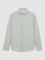 Reiss Sage Green Carvalho Cotton-Piqué Garment-Dyed Shirt - Image 2 of 7