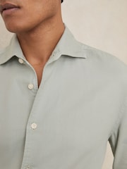Reiss Sage Green Carvalho Cotton-Piqué Garment-Dyed Shirt - Image 3 of 7