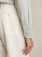 Reiss Sage Green Carvalho Cotton-Piqué Garment-Dyed Shirt - Image 4 of 7