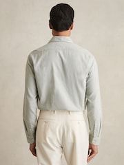 Reiss Sage Green Carvalho Cotton-Piqué Garment-Dyed Shirt - Image 5 of 7