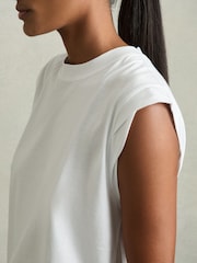 Reiss White Jade Cotton Cap Sleeve T-Shirt - Image 4 of 7