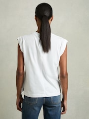 Reiss White Jade Cotton Cap Sleeve T-Shirt - Image 6 of 7