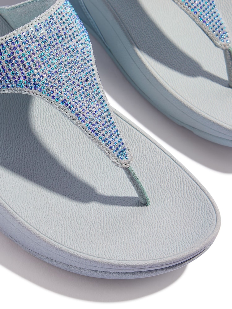 FitFlop Blue Lulu Crystal Embellished Toe-post Sandals - Image 6 of 6