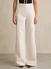 Elfenbein - Reiss Heather Figurbetonte Palazzo-Hose - Bild 1 von 7