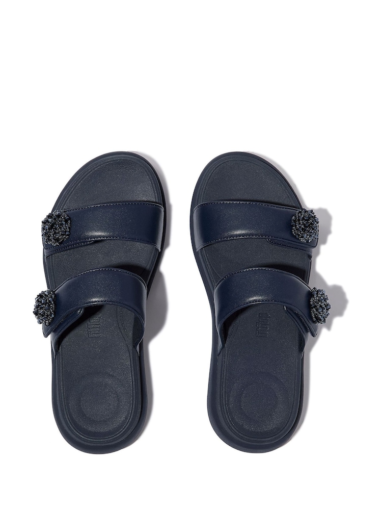 Azul - FitFlop F-mode Go Beadie-Button Adj Flatform 2-bar Slides - Imagen 2 de 4 Azul - FitFlop F-mode Go Beadie-Button Adj Flatform 2-bar Slides - Imagen 2 de 4