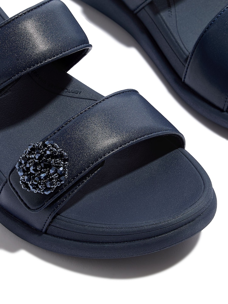 FitFlop F-mode Go Beadie-Button Adj Flatform 2-bar Slides - Image 3 of 4