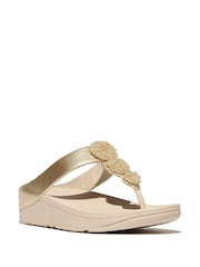 FitFlop Gold Fino Beadie-button Metallic Toe-post Sandals - Image 2 of 4