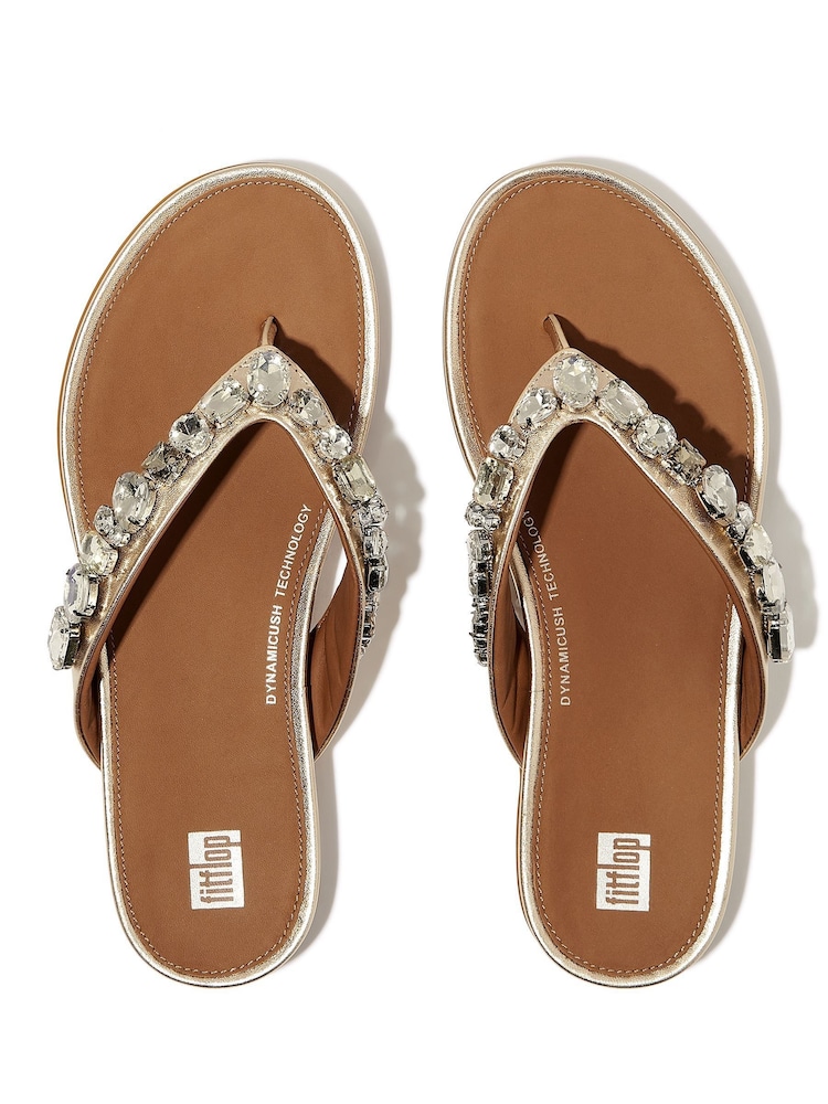 Dorado - FitFlop Gracie Jewel Deluxe Leather Sandals - Imagen 1 de 4 Dorado - FitFlop Gracie Jewel Deluxe Leather Sandals - Imagen 1 de 4