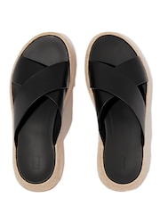 FitFlop F-mode Espadrille Leather Flatform Cross Black Sandals - Image 5 of 5