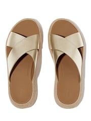 FitFlop F-mode Espadrille Leather Flatform Cross Black Sandals - Image 3 of 4