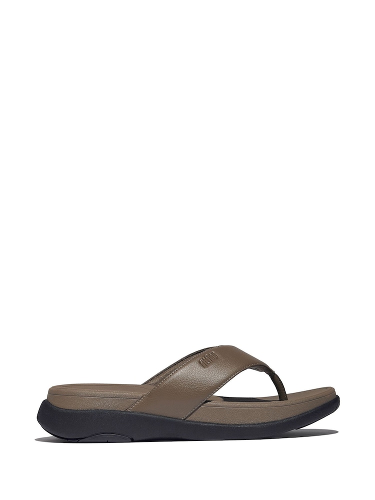 FitFlop Mens F-Mode Go Toe-Post Black Sandals - Image 1 of 4