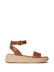 FitFlop F-mode Espadrille Leather Flatform A/strap Brown Sandals - Image 2 of 5