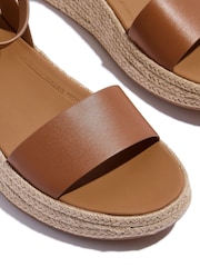 FitFlop F-mode Espadrille Leather Flatform A/strap Brown Sandals - Image 5 of 5