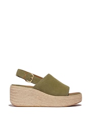FitFlop Platfforms Espadrille Suede Wedge B/strap Green Sandals - Image 1 of 4