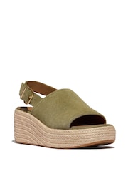 FitFlop Platfforms Espadrille Suede Wedge B/strap Green Sandals - Image 2 of 4