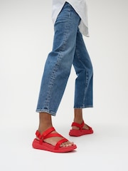 FitFlop Red F-mode Go Adj Webbing Flatform Z-strap Sandals - Image 1 of 5