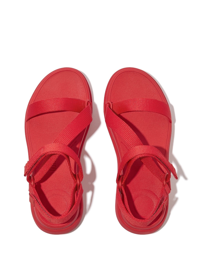 FitFlop Red F-mode Go Adj Webbing Flatform Z-strap Sandals - Image 4 of 5