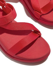 FitFlop Red F-mode Go Adj Webbing Flatform Z-strap Sandals - Image 5 of 5