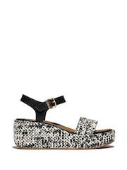 FitFlop Platfforms Woven Wedge Ankle Strap Black Sandals - Image 1 of 4