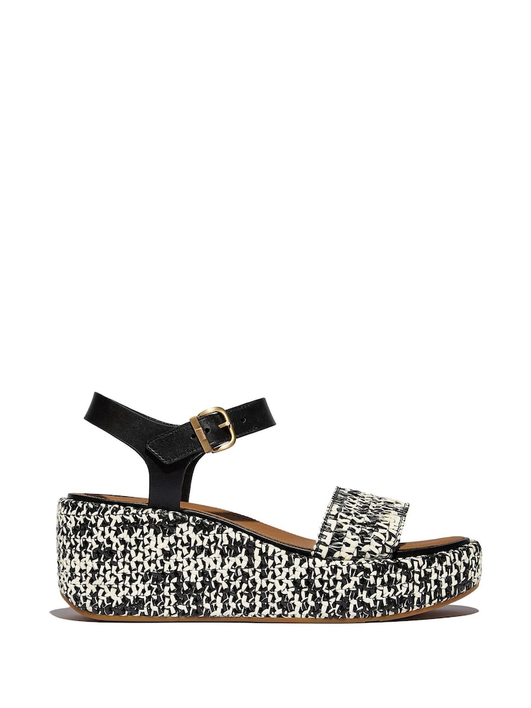 FitFlop Platfforms Woven Wedge Ankle Strap Black Sandals - Image 1 of 4