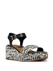FitFlop Platfforms Woven Wedge Ankle Strap Black Sandals - Image 2 of 4