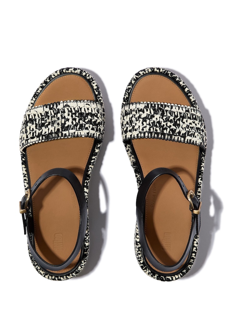 FitFlop Platfforms Woven Wedge Ankle Strap Black Sandals - Image 3 of 4