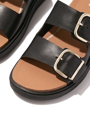 FitFlop Gen-FF Buckle Two-Bar Leather Black Slides - Image 3 of 5