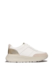 Blanco crema - FitFlop F-Mode Leather Suede Metallic Flatform White Sneakers - Imagen 2 de 5