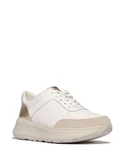Blanco crema - FitFlop F-Mode Leather Suede Metallic Flatform White Sneakers - Imagen 3 de 5