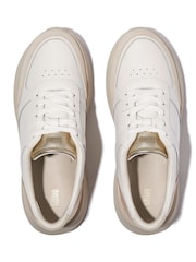 Blanco crema - FitFlop F-Mode Leather Suede Metallic Flatform White Sneakers - Imagen 4 de 5