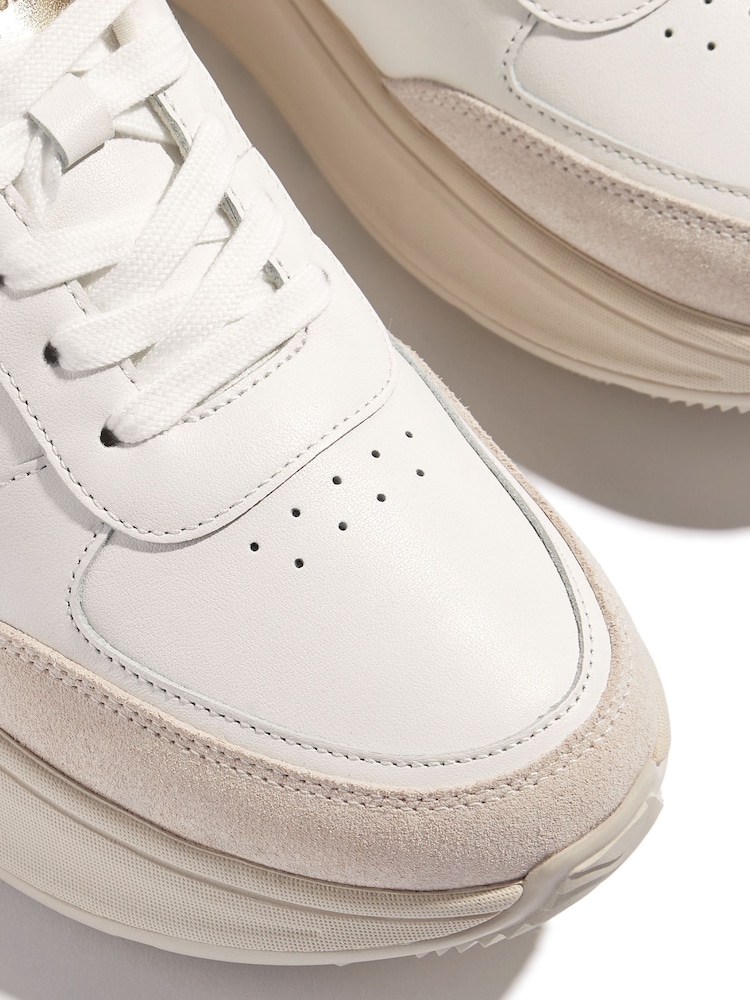 Blanco crema - FitFlop F-Mode Leather Suede Metallic Flatform White Sneakers - Imagen 5 de 5