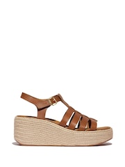 FitFlop Platfforms Leather Fisherman Wedge Brown Sandals - Image 1 of 4