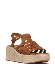 FitFlop Platfforms Leather Fisherman Wedge Brown Sandals - Image 2 of 4