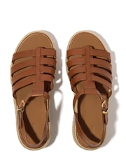 FitFlop Platfforms Leather Fisherman Wedge Brown Sandals - Image 3 of 4