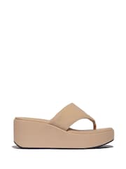 FitFlop Cream Platfforms Wedge Toe Post Sandals - Image 1 of 4