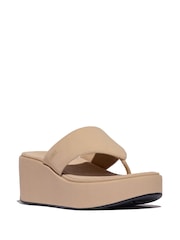 FitFlop Cream Platfforms Wedge Toe Post Sandals - Image 2 of 4
